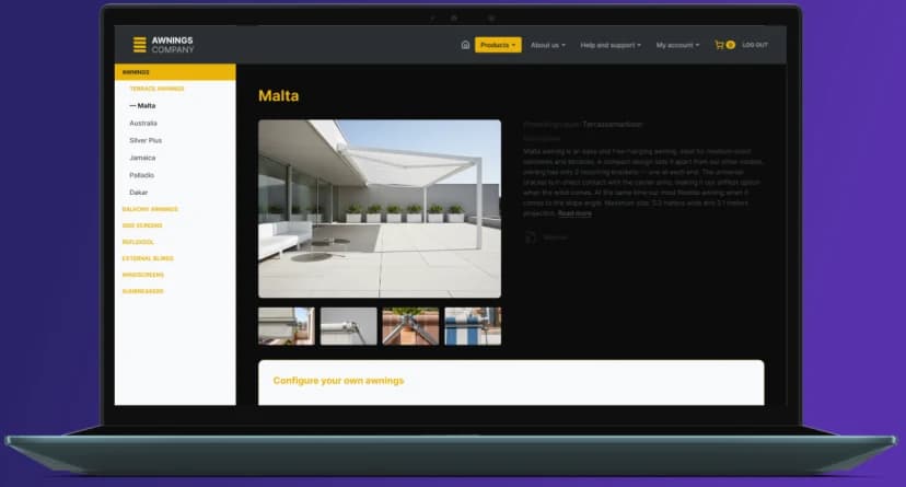 The Awnings Company product configurator